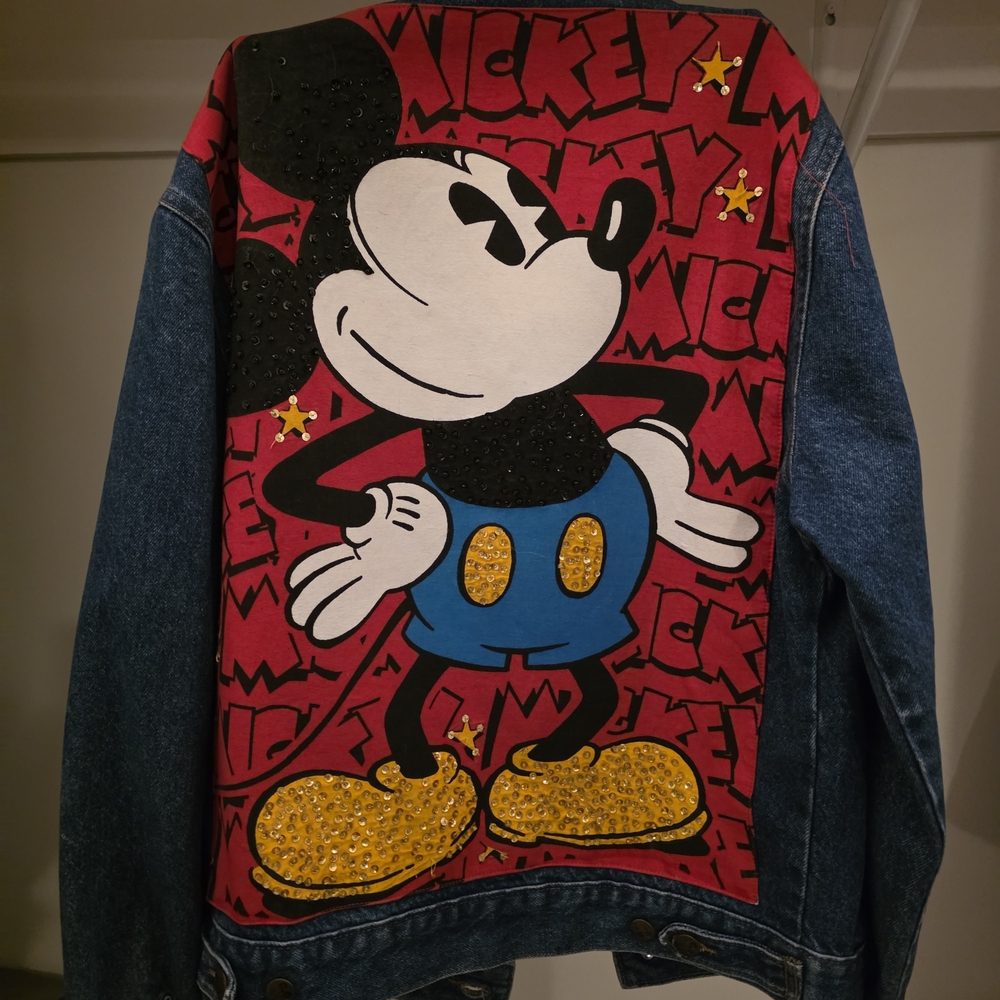 Vintage Disney Mickey Mouse Kids Denim Jacket - Red, Blue, and Yellow